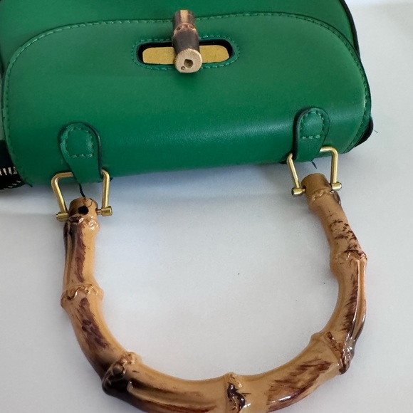 EUC Womens Tote Bag,Bamboo Shaped Top Handle Satchel Crossbody small green - Picture 7 of 9